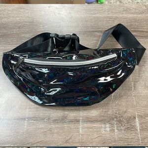 New Retro Shiny Holographic Fanny Pack Belt Waist Travel Bag Black 90s 80s party